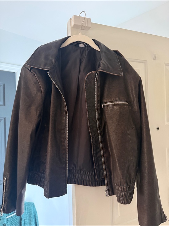 H&M Jackets & Blazers - Dark Brown Leather Zip Jacket